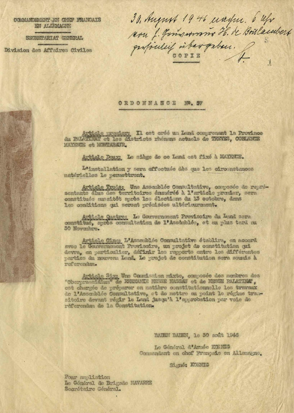 Verordnung Nr. 57 vom 30. 08. 1946